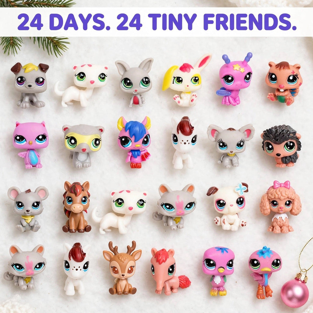 Minitier-Adventskalender 2026 - 24 Tierfiguren mit grossen Augen