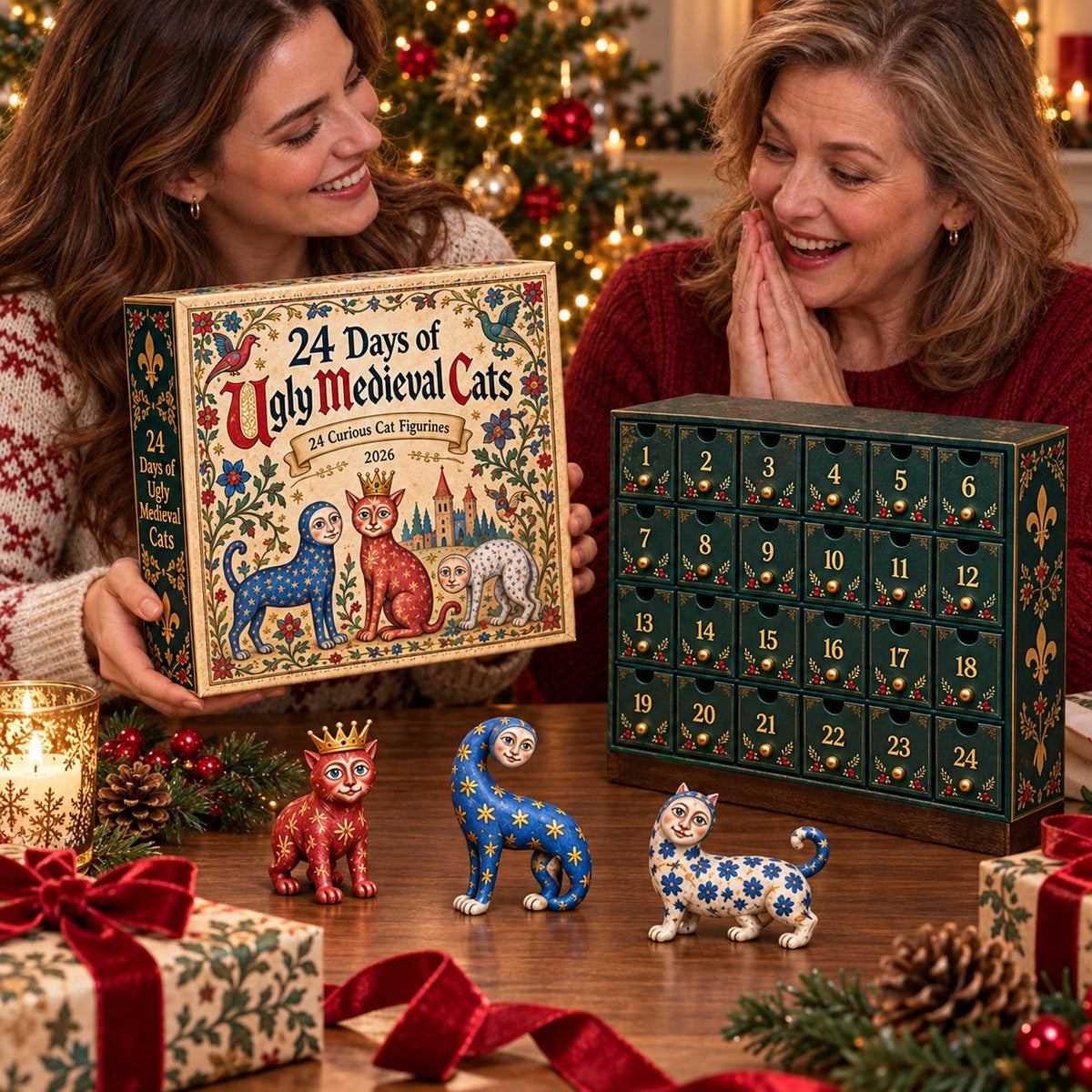 Mittelalter-Katzen-Adventskalender 2026 - 24 wundersame Katzenornamente