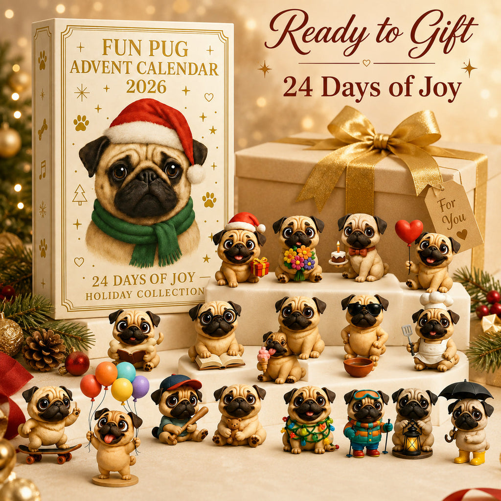 Mops-Adventskalender 2026 – 24 Mopsfiguren