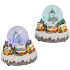 Musikalische Schneekugeln mit Beleuchtung - Set mit 2 Weihnachtsdörfchen