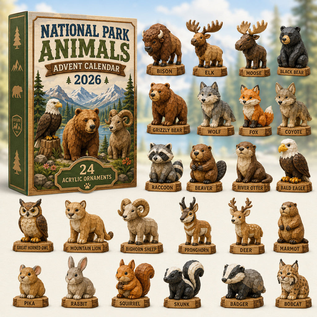 Nationalpark-Tiere Adventskalender 2026 - 24 Acryl-Tieranhänger