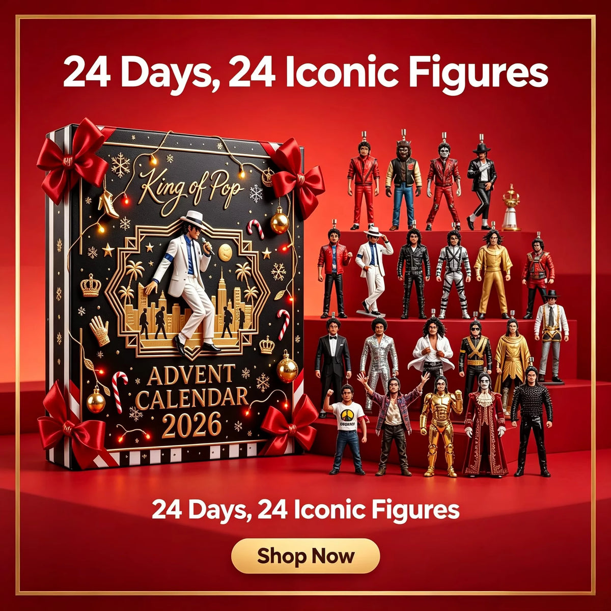 Glitzernde 2D-Acryl-Hängefigur von Michael Jackson in klassischer Bühnenkostüm-Pose für Weihnachtsbaum 2
