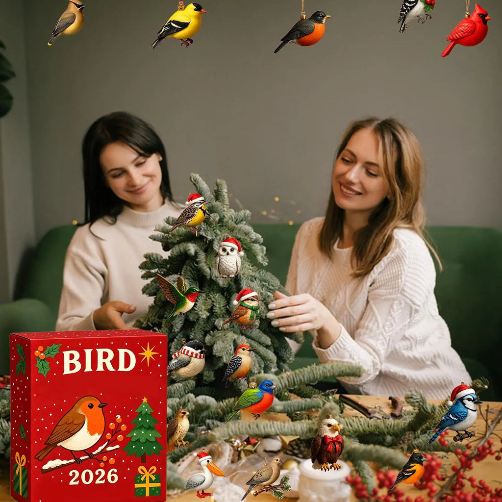 24 Tage Weihnachts-Vogelkalender Adventskalender mit Vogelmotiven Festliche Weihnachtsdekoration 4