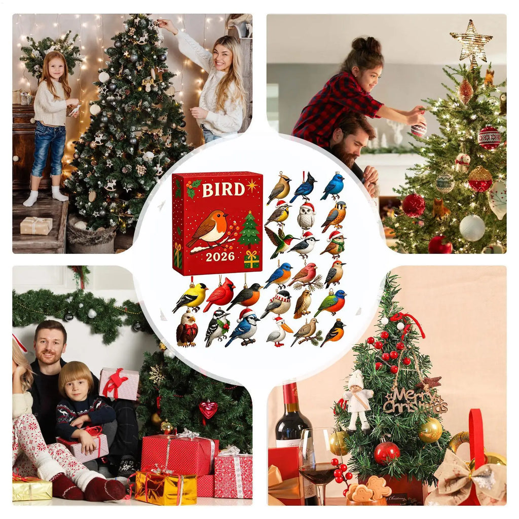 24 Tage Weihnachts-Vogelkalender Adventskalender mit Vogelmotiven Festliche Weihnachtsdekoration 5