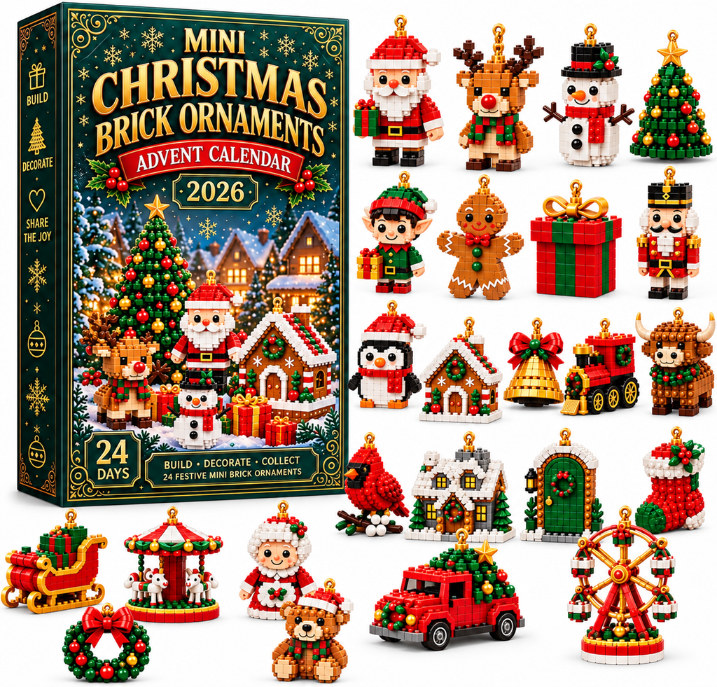 3D Adventskalender Mini Bausteine Weihnachtsdeko 2026 mit 24 Designs zum Bauen