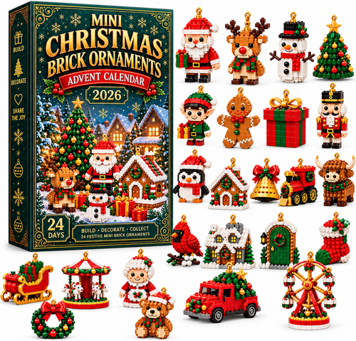 3D Adventskalender Mini Bausteine Weihnachtsdeko 2026 mit 24 Designs zum Bauen