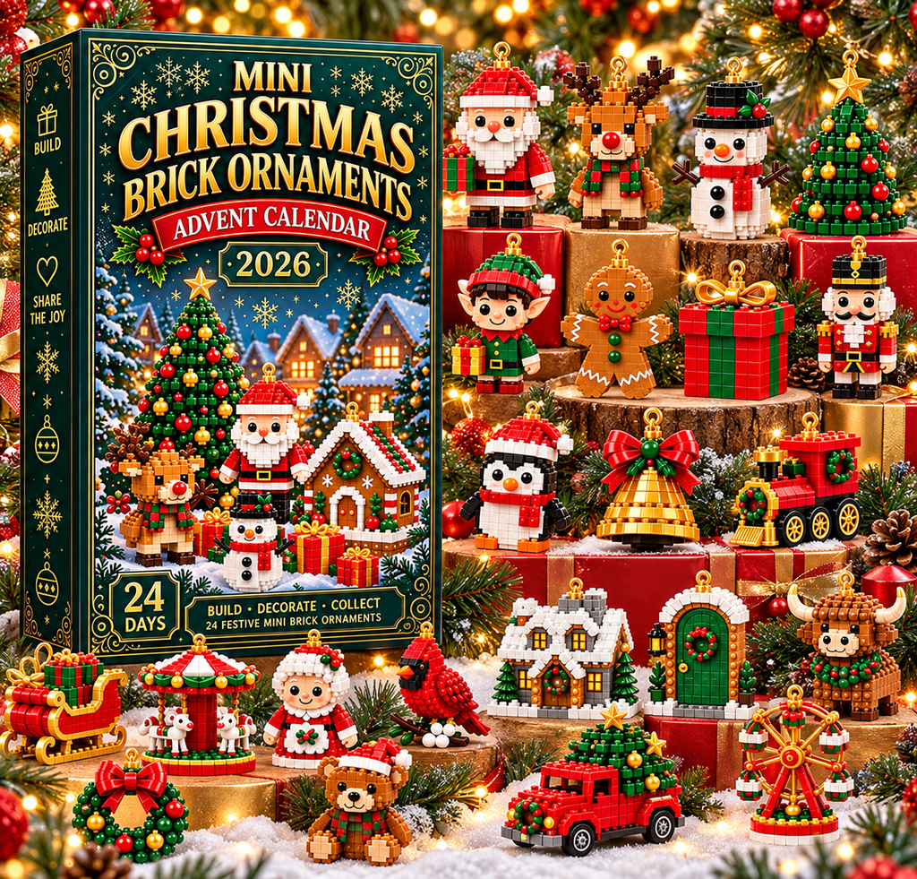 3D Adventskalender Mini Bausteine Weihnachtsdeko 2026 mit 24 Designs zum Bauen 3