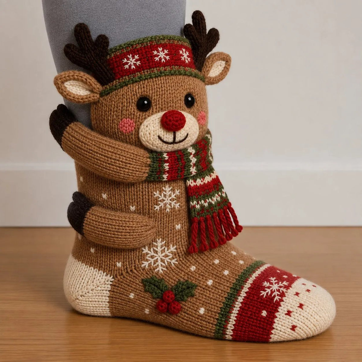 3D Umarmende Weihnachtsstrümpfe mit süßen Charakteren für festliche Freude. 10
