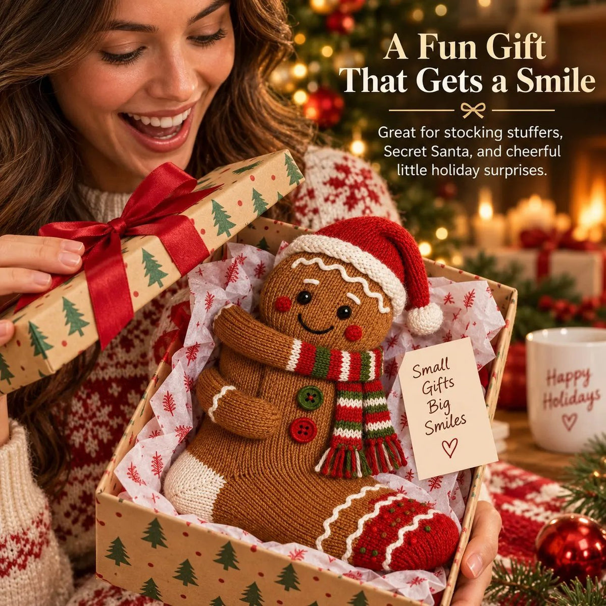 3D Umarmende Weihnachtsstrümpfe mit süßen Charakteren für festliche Freude. 6