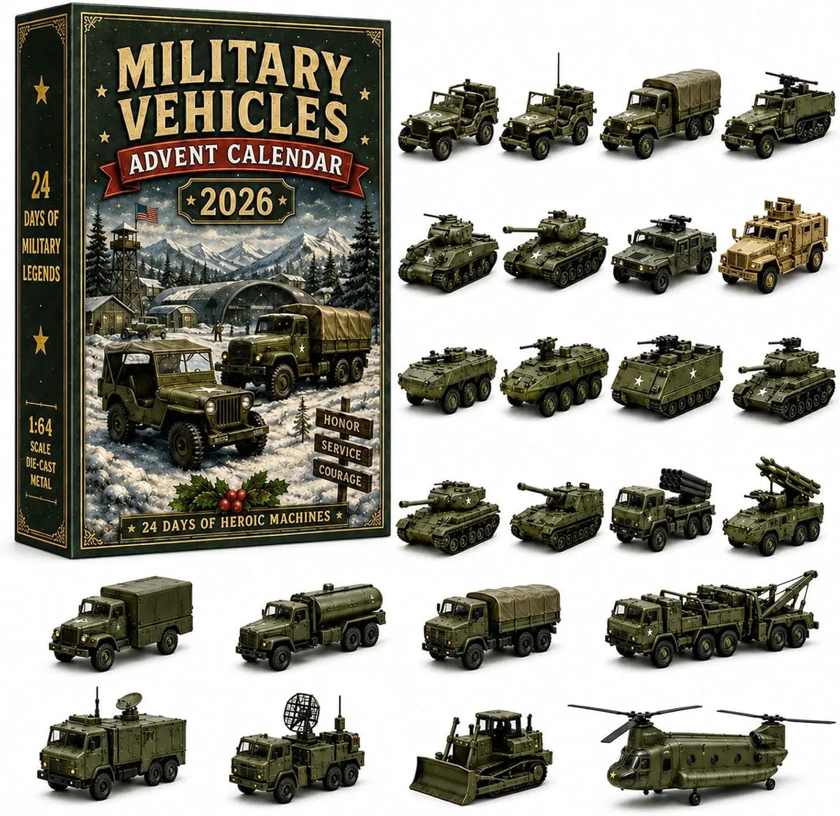 Adventskalender 2026 mit 24 klassischen Fahrzeugen, Lastwagen und Militärmaschinen 10