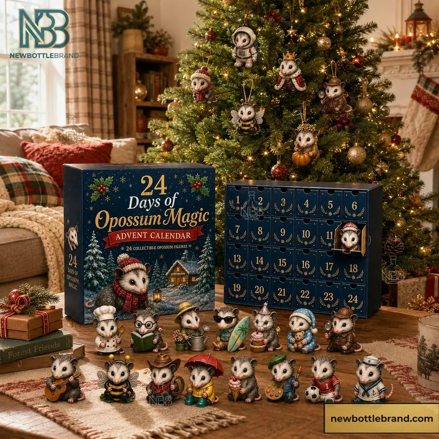 Adventskalender mit 24 Opossum-Sammelfiguren für Weihnachten 2