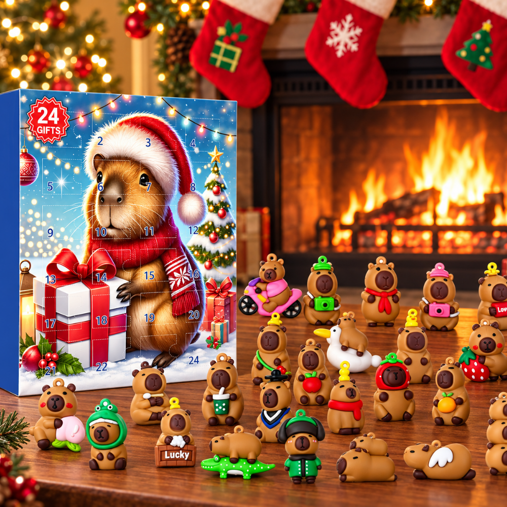 Adventskalender mit 24 lustigen Capybara-Figuren in 3D 2