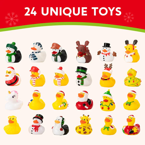 Adventskalender mit 24 bunten Gummienten zum Weihnachts-Countdown für Kinder 2