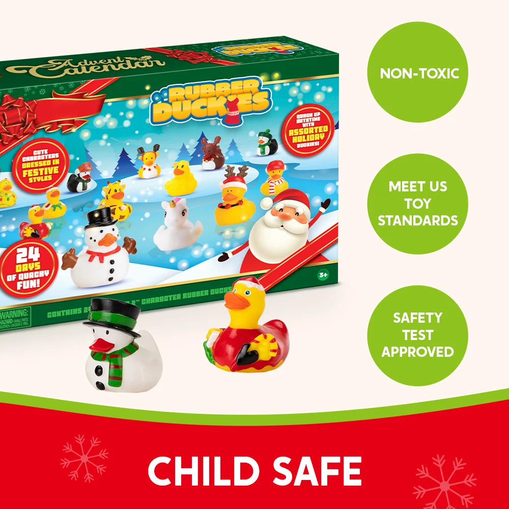 Adventskalender mit 24 bunten Gummienten zum Weihnachts-Countdown für Kinder 6