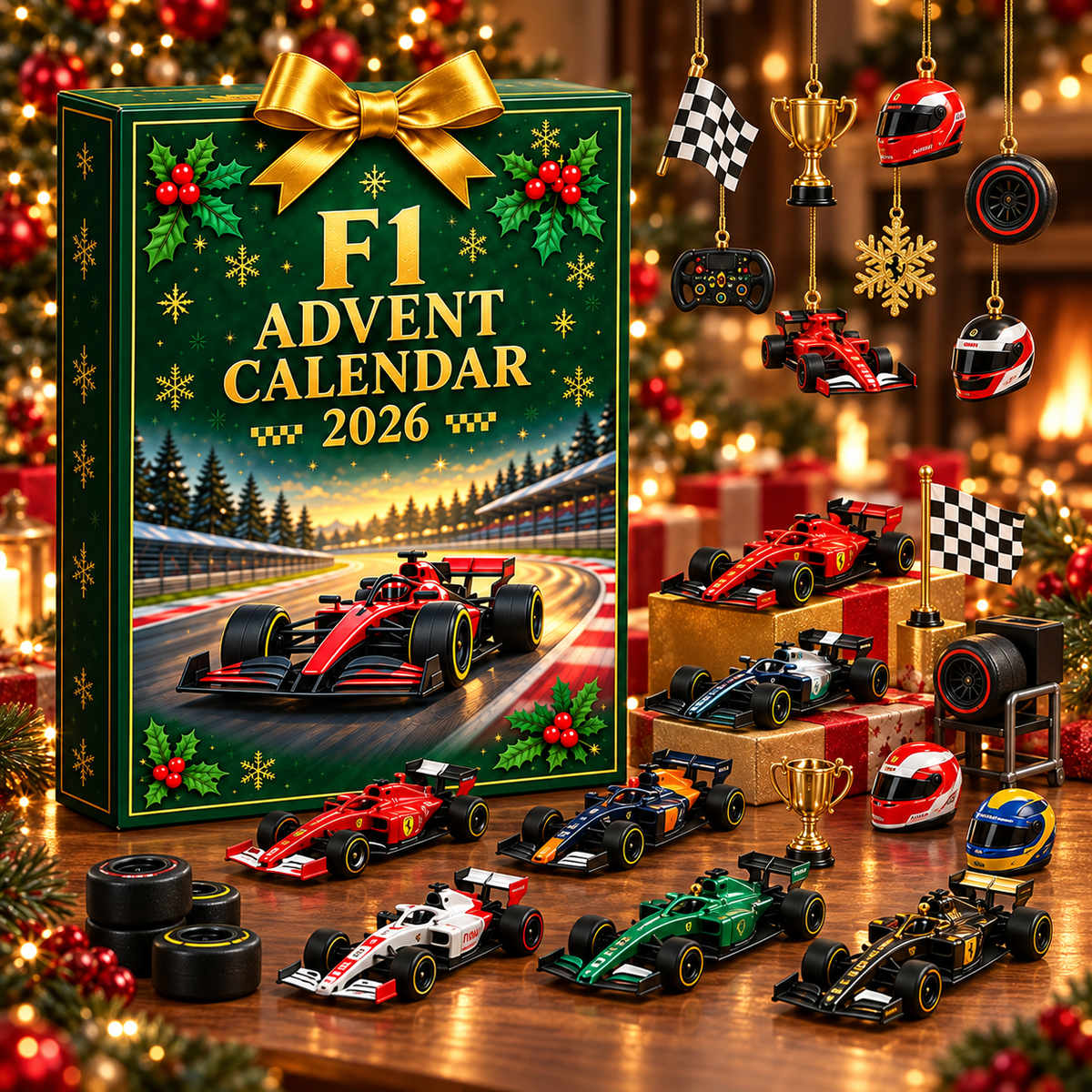 Adventskalender F1 2026 mit flachen Ornamenten 3