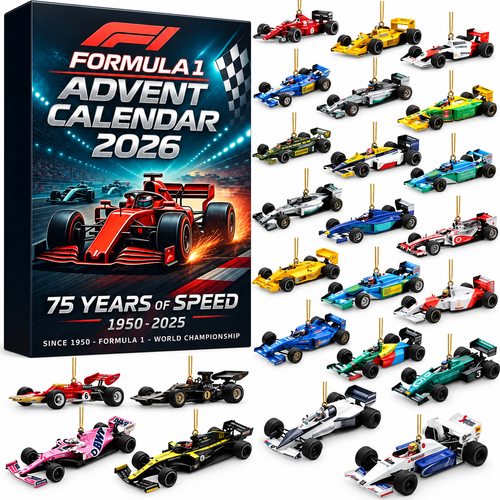 Adventskalender Formel 1 2026 mit 24 flachen Ornamenten