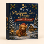 Niedlicher Highland Cow Adventskalender mit 24 Überraschungen.