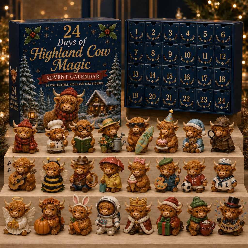 Niedlicher Highland Cow Adventskalender mit 24 Überraschungen. 3