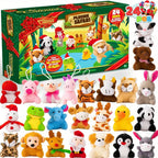 Adventskalender mit 24 bunten Mini-Plüschtieren für Kinder - Weihnachtskalender