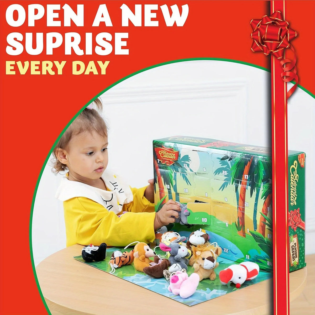 Adventskalender mit 24 bunten Mini-Plüschtieren für Kinder - Weihnachtskalender 3