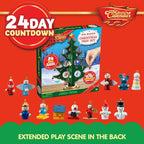 Adventskalender mit Holz-Weihnachtsbaum und 28 Schmuckstücken, Schneemann und Weihnachtsmann Dekorationen 5