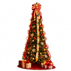 Faltbarer Weihnachtsbaum mit Lichtern und Dekorationen