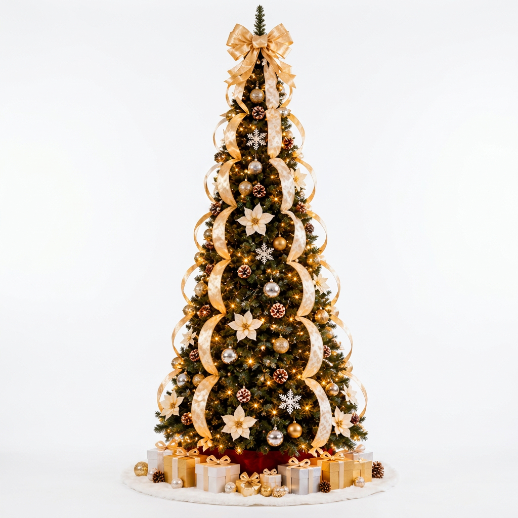 Faltbarer Weihnachtsbaum mit Lichtern und Dekorationen 2