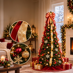 Faltbarer Weihnachtsbaum mit Lichtern und Dekorationen 5