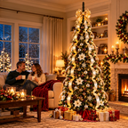 Faltbarer Weihnachtsbaum mit Lichtern und Dekorationen 8