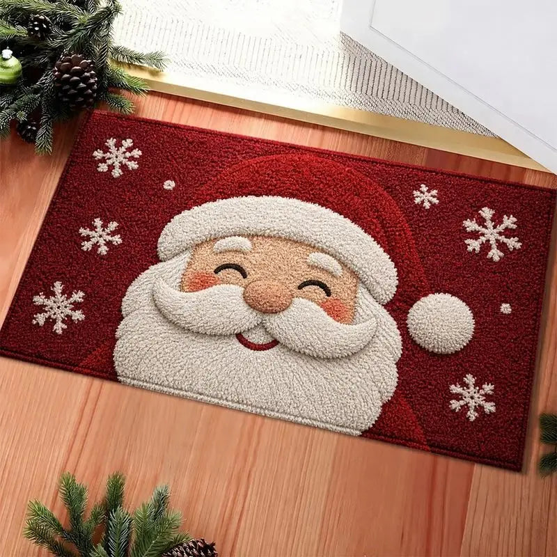 Festliche Weihnachts-Fußmatte mit grünem Weihnachtsbaum, Sternen und Zweigen für den Eingangsbereich 5