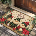 Festliche Weihnachts-Türmatte aus Flanell mit gedrucktem Weihnachtsmotiv, maschinenwaschbar