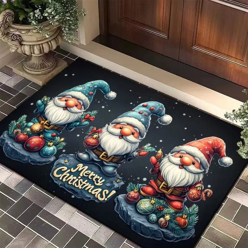Festliche Weihnachts-Türmatte aus Flanell mit gedrucktem Weihnachtsmotiv, maschinenwaschbar 3