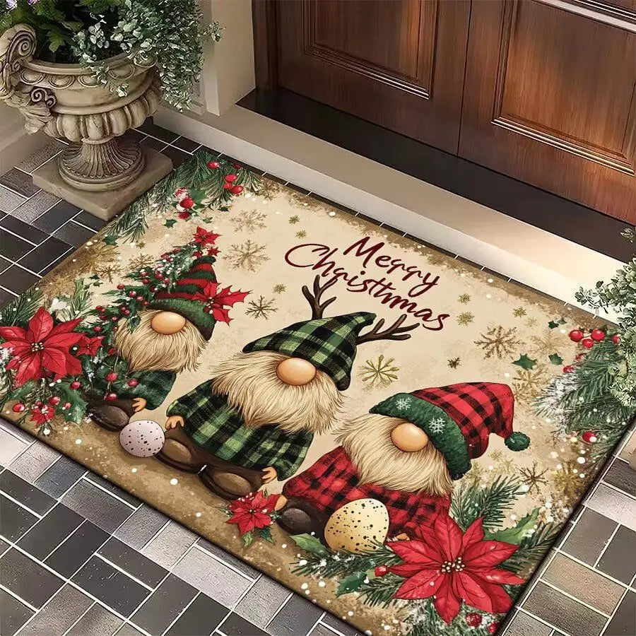 Festliche Weihnachts-Türmatte aus Flanell mit gedrucktem Weihnachtsmotiv, maschinenwaschbar 8