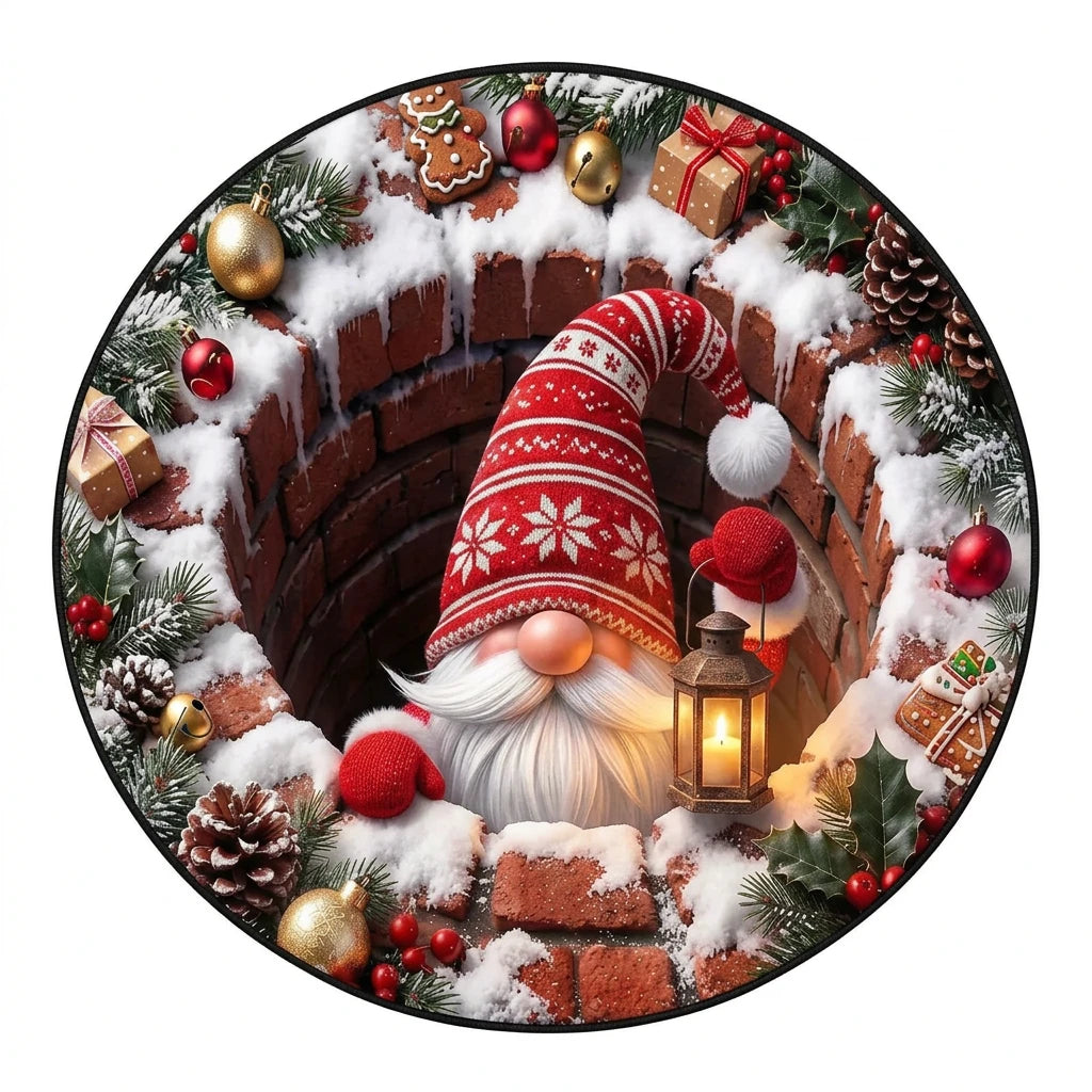 Gesteppter Gnome Vortex Rundeteppich mit Lampe in Kristallvelours - Weiches, gepolstertes Design