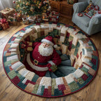 Gesteppter runder Weihnachtsteppich mit festlichem Design für das Wohnzimmer
