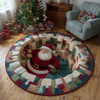 Gesteppter runder Weihnachtsteppich mit festlichem Design für das Wohnzimmer 2