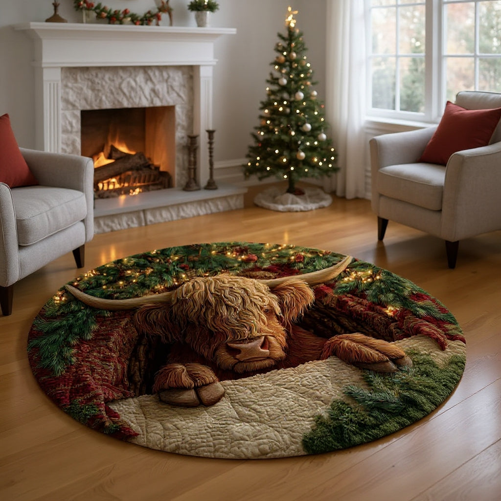 Gesteppter runder Bauernhof-Kuh Teppich mit Kristallsamtvelours und Kunstkaschmirr Material 2