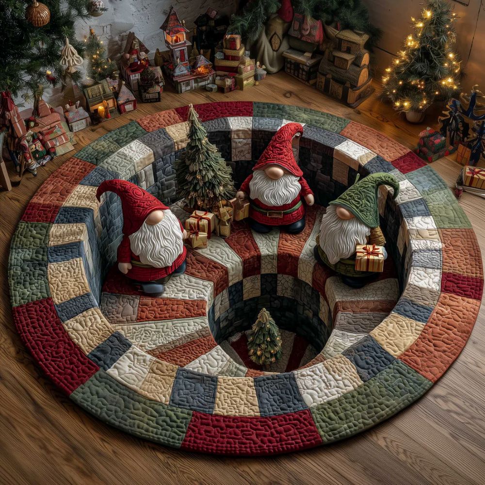 Gesteppter runder Weihnachtsteppich mit festlichem Design für Wohn- und Schlafzimmer