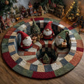 Gesteppter runder Weihnachtsteppich mit festlichem Design für Wohn- und Schlafzimmer