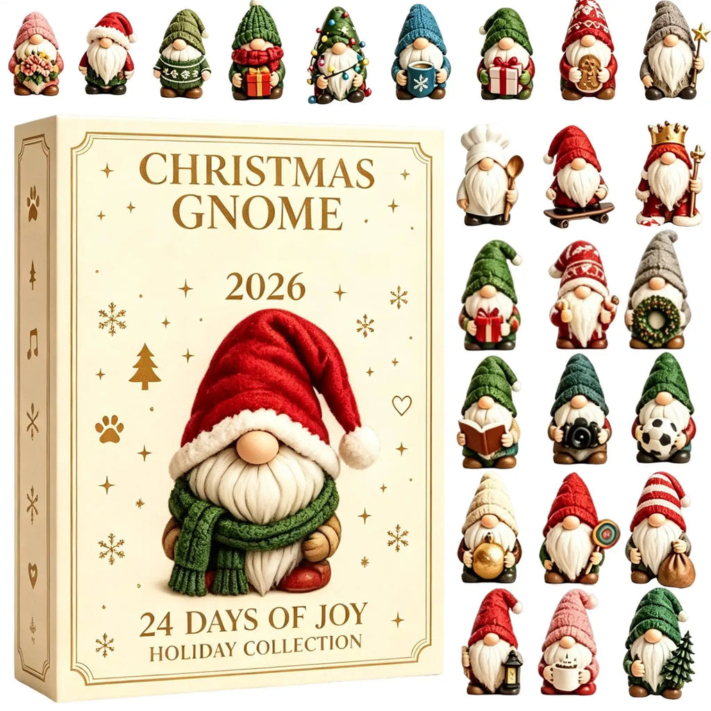 Glitzernde Weihnachts-Adventskalender mit 24 süßen Gnom-Anhängern aus Acryl zum Aufhängen