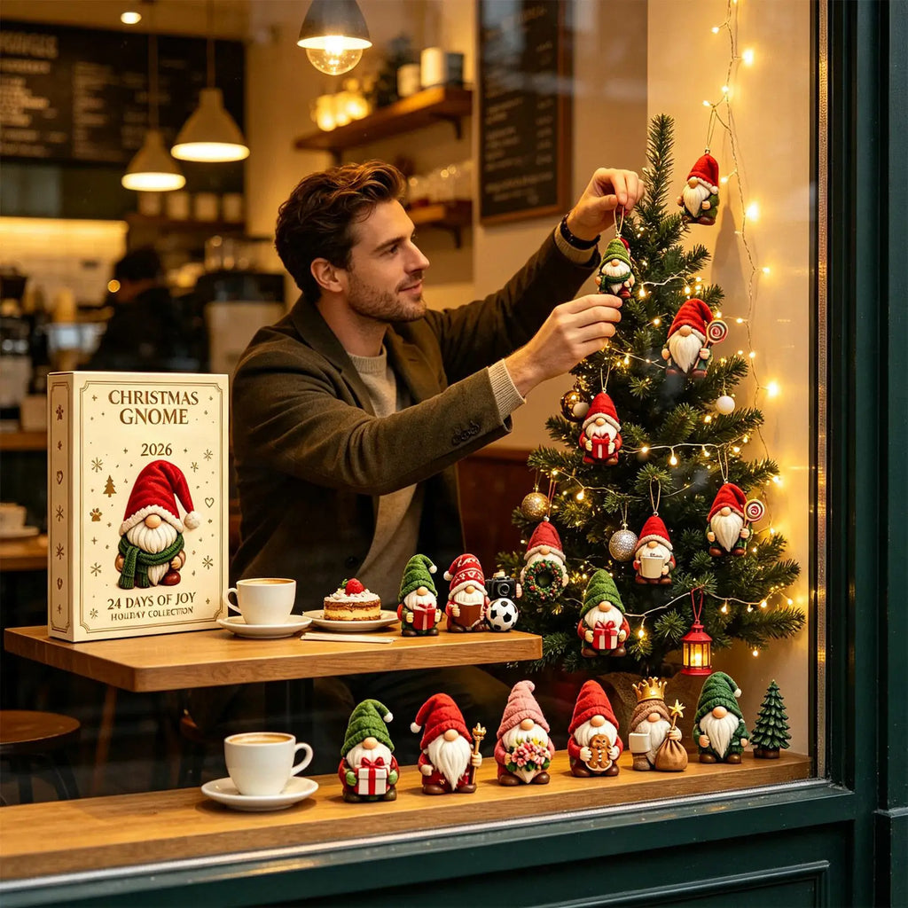 Glitzernde Weihnachts-Adventskalender mit 24 süßen Gnom-Anhängern aus Acryl zum Aufhängen 4
