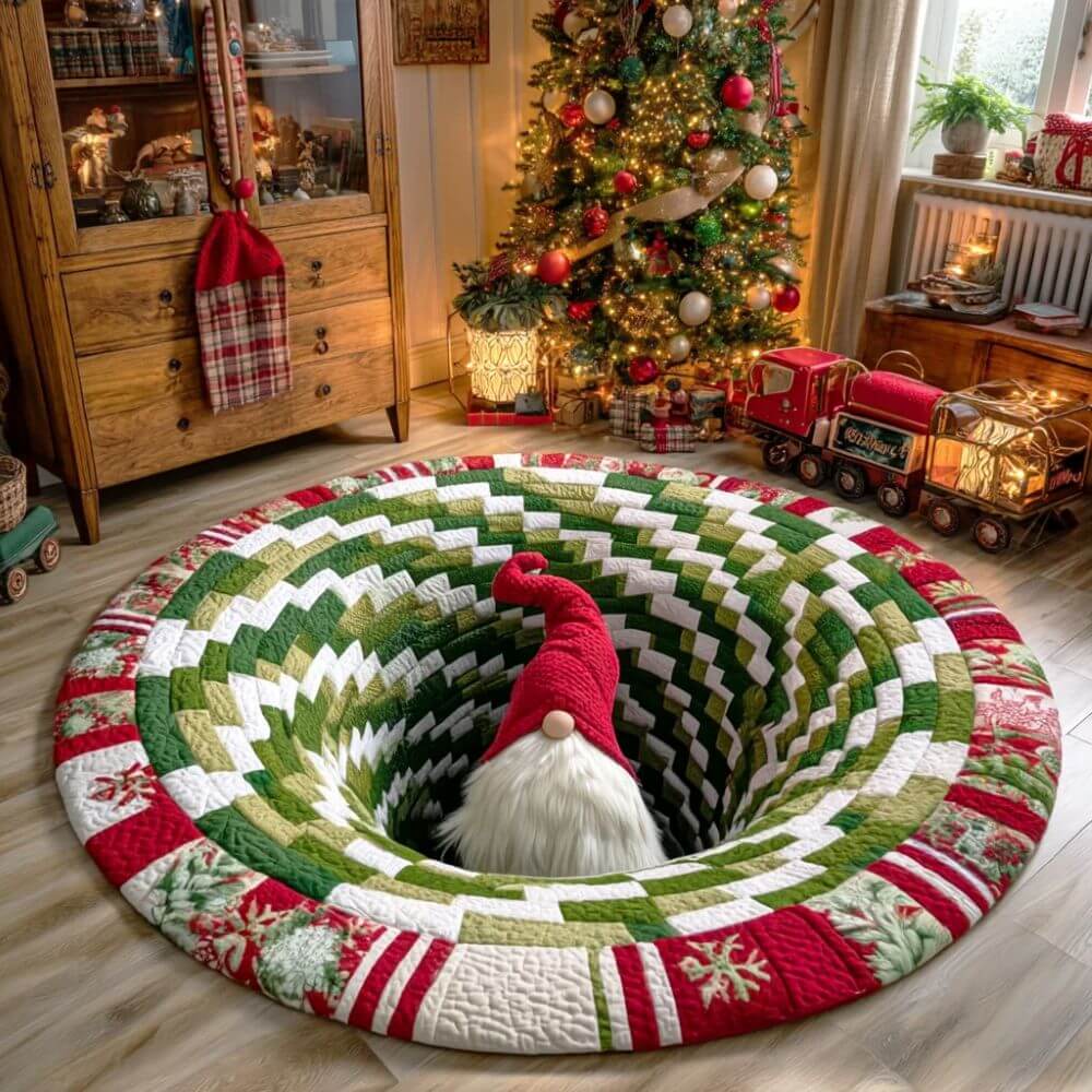 Gnome Wirbel 3D Illusions-Rundteppich in Samtweich - Verschiedene Größen verfügbar 2