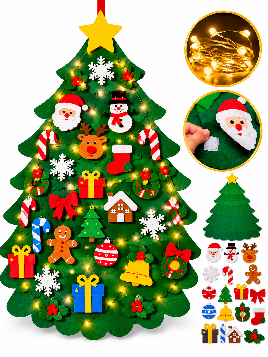 Kreativer Weihnachtsbaum aus Filz für Kinder zum Dekorieren