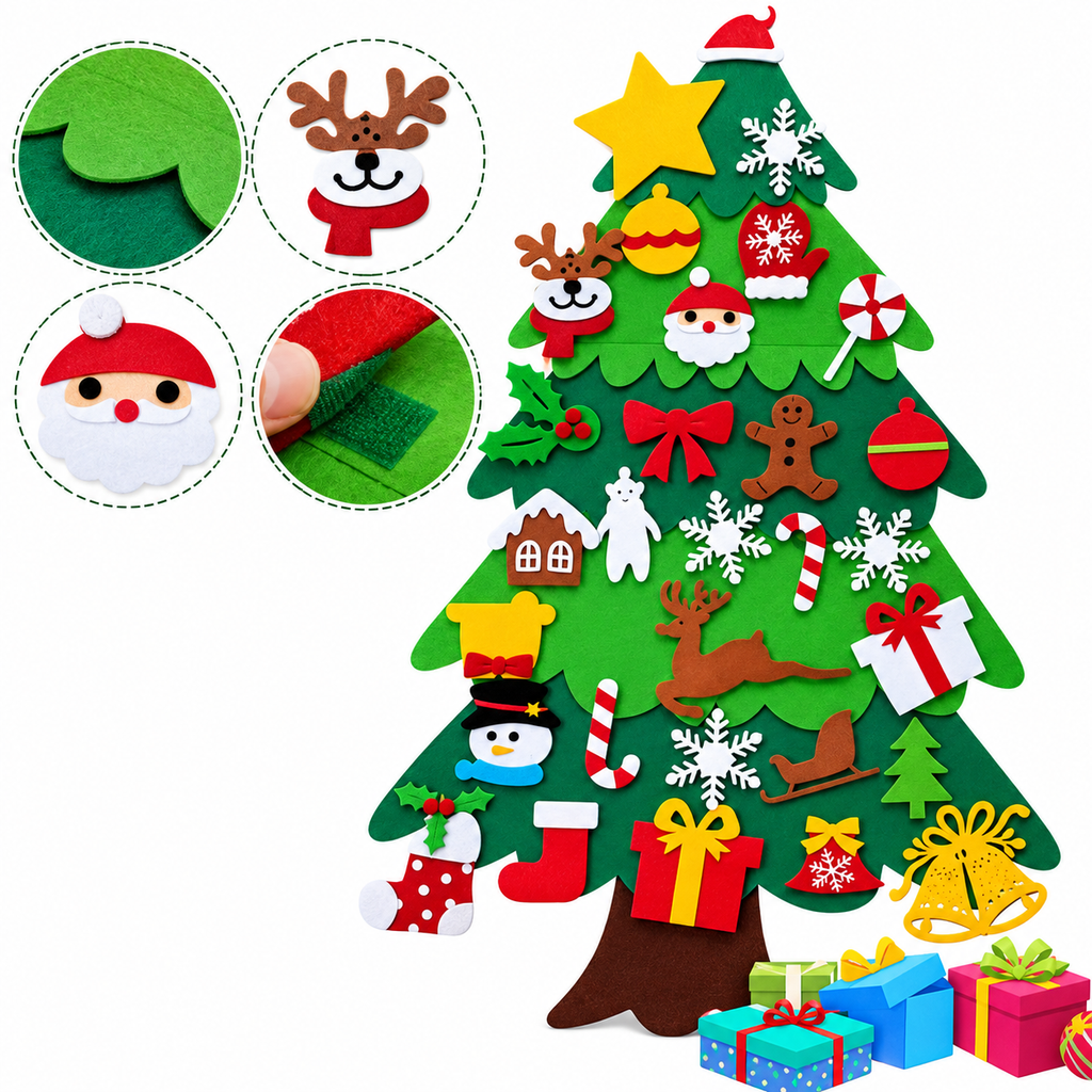 Kreativer Weihnachtsbaum aus Filz für Kinder zum Dekorieren 2
