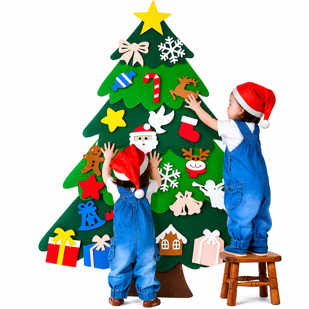 Kreativer Weihnachtsbaum aus Filz für Kinder zum Dekorieren 6