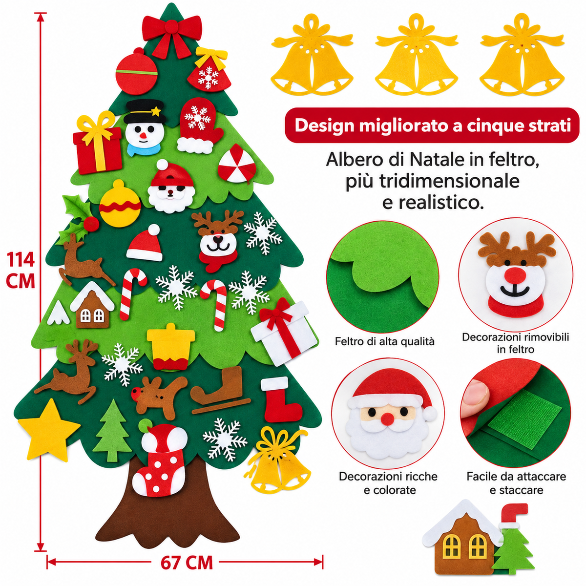 Kreativer Weihnachtsbaum aus Filz für Kinder zum Dekorieren 9