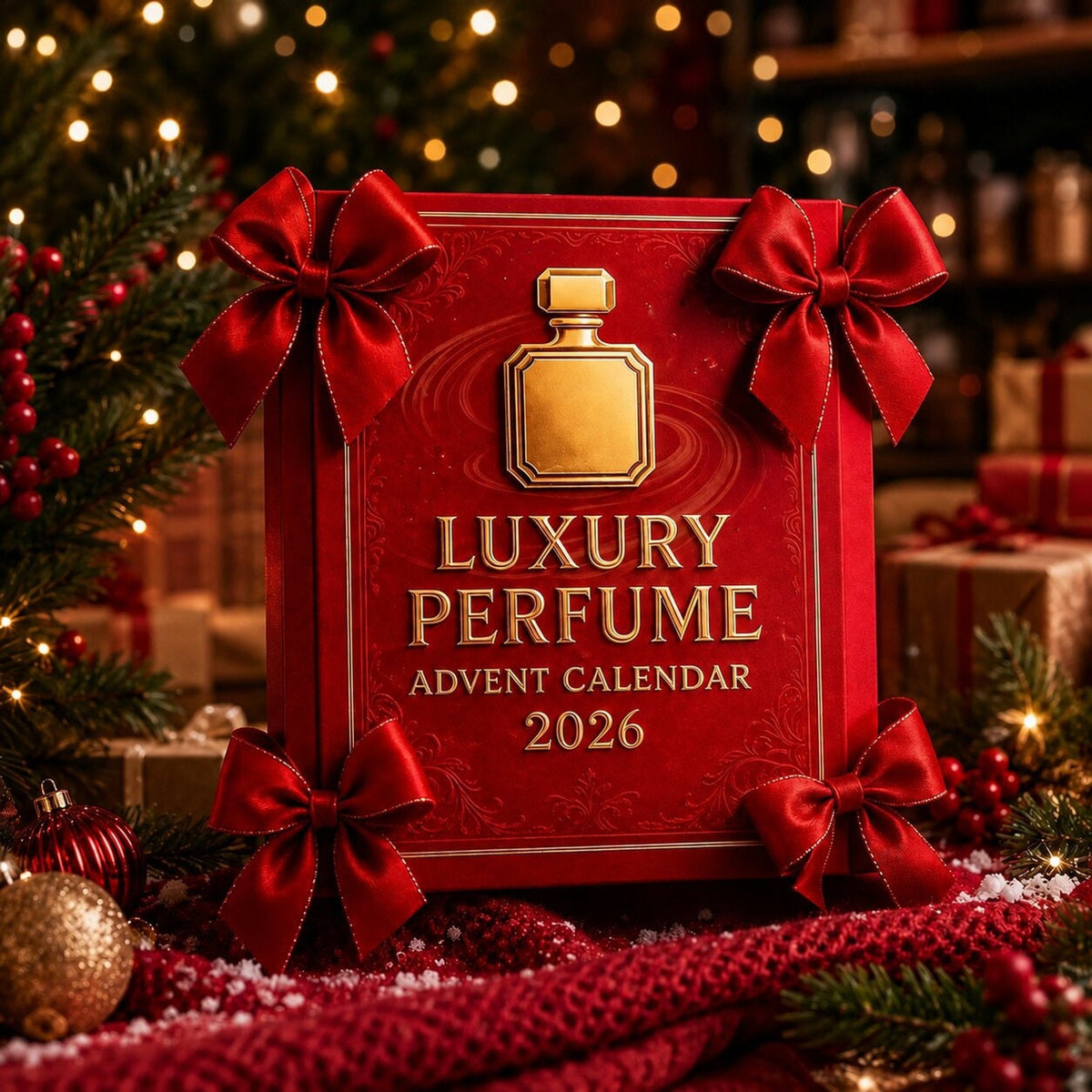 Luxus Parfüm Adventskalender mit 24 glitzernden dekorativen Flacon-Designs und Ornamenten