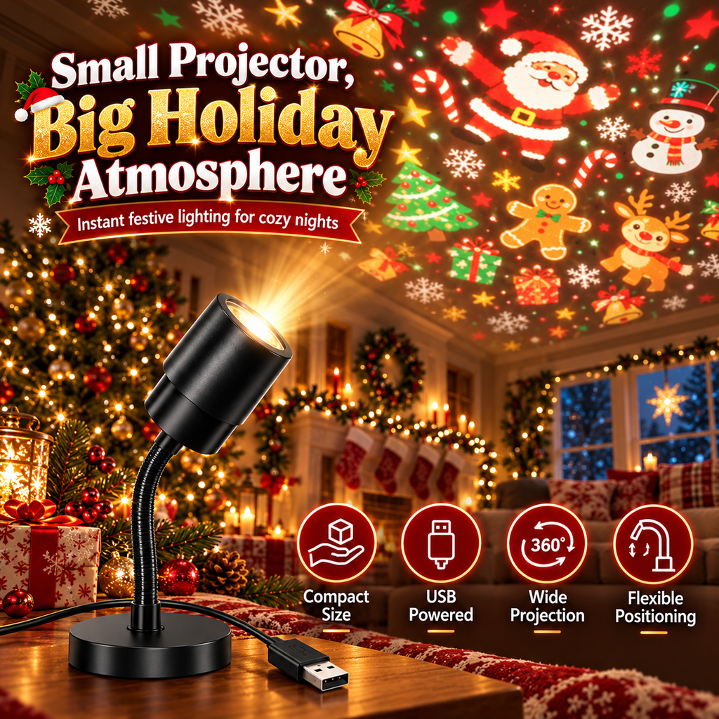 USB Weihnachtsprojektor mit 10 festlichen Szenen für eine gemütliche Atmosphäre 5