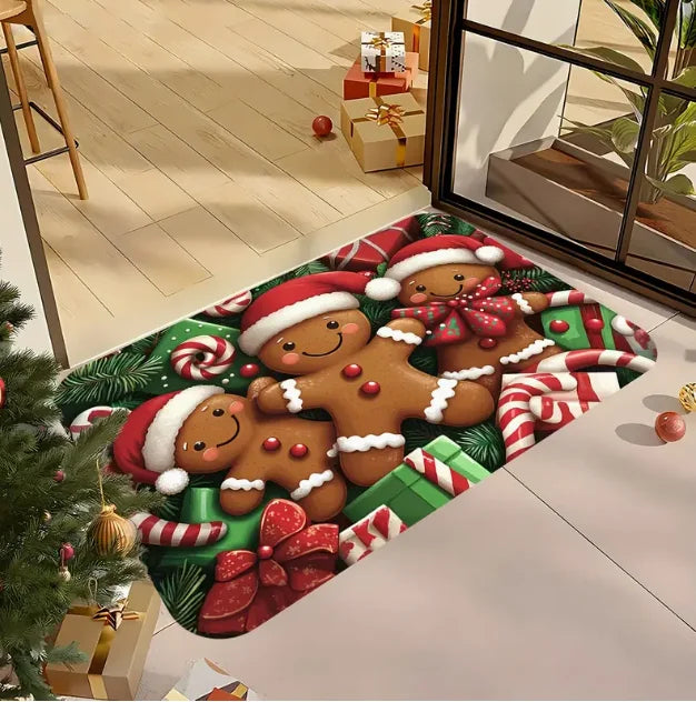 Weihnachtliche Gnom-Muster Türmatte aus weichem Teppich für Wohnzimmer und Küche 13