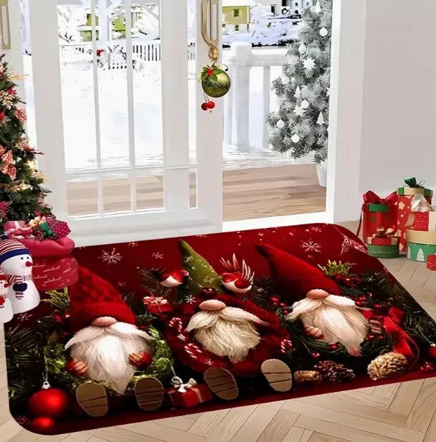 Weihnachtliche Gnom-Muster Türmatte aus weichem Teppich für Wohnzimmer und Küche 7